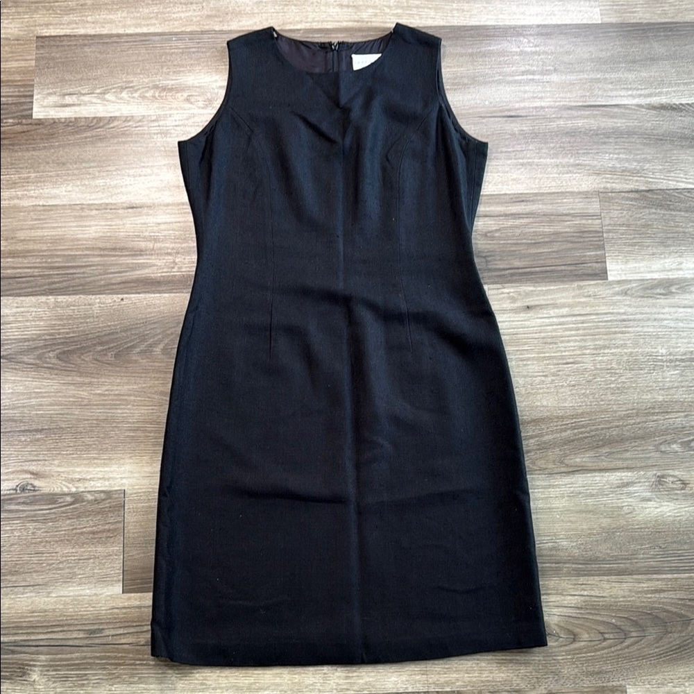 Vintage Doncaster Silks Womens Size 10 Sheath Midi Dress Black Classic 100% Silk
